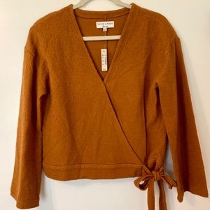 Madewell Texture & Thread Rust Orange Wrap Sweater NWT